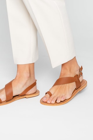 Sandalias de piel Farshid - Beige, marrón y plateado