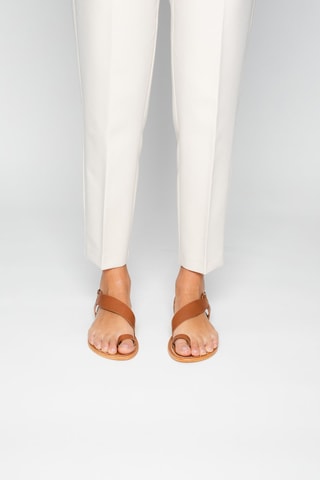 Sandalias de piel Farshid - Beige, marrón y plateado