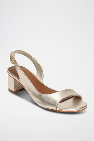 Sandalias de piel caprina de tacón Nonnie - Dorado