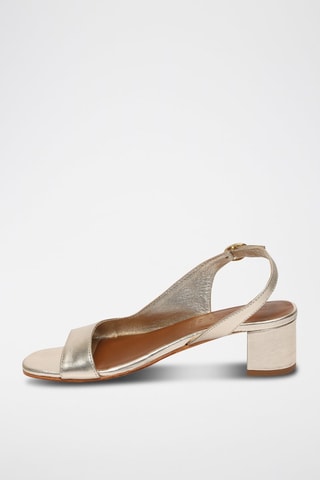 Sandalias de piel caprina de tacón Nonnie - Dorado