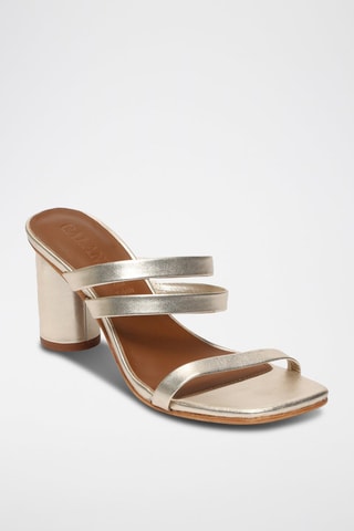 Sandalias de piel napa de tacón Natalie - Dorado