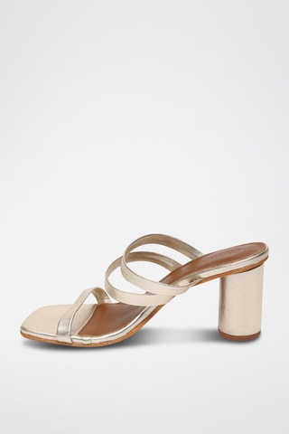 Sandalias de piel napa de tacón Natalie - Dorado