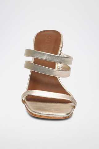 Sandalias de piel napa de tacón Natalie - Dorado
