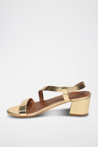 Sandali con tacco in pelle di camoscio Ninon - Dorato