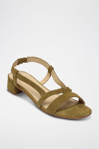 Sandalias de piel caprina de tacón Nia - Verde