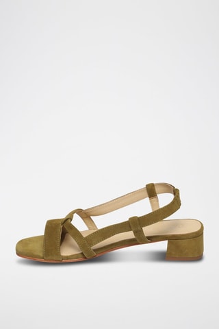 Sandalias de piel caprina de tacón Nia - Verde