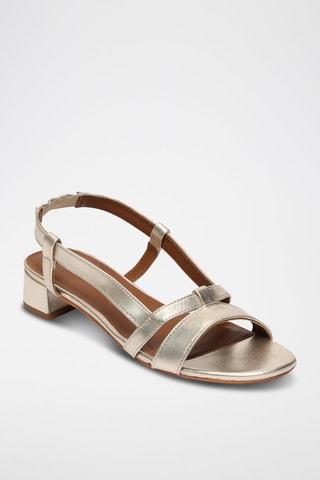Sandalias de piel caprina de tacón Nia - Dorado