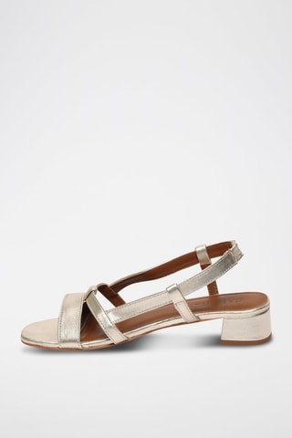 Sandalias de piel caprina de tacón Nia - Dorado