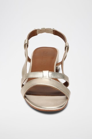 Sandalias de piel caprina de tacón Nia - Dorado