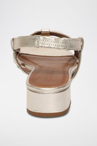 Sandalias de piel caprina de tacón Nia - Dorado