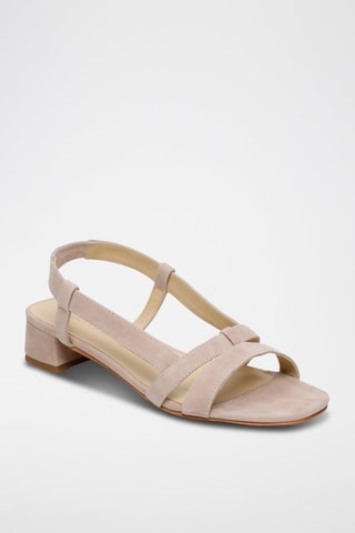 Sandalias de piel de tacón Nia - Beige