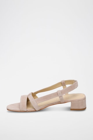 Sandalias de piel de tacón Nia - Beige