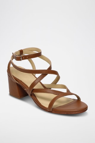 Sandalias de piel caprina de tacón Nitsa - Marrón