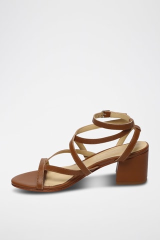 Sandalias de piel caprina de tacón Nitsa - Marrón