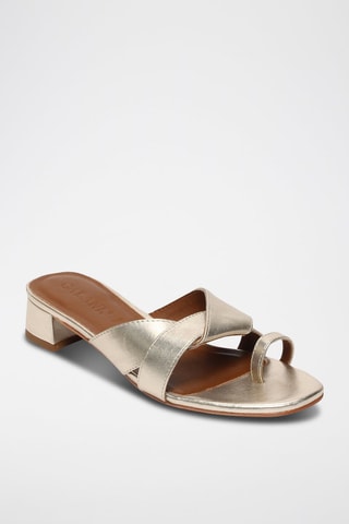 Sandalias de piel napa de tacón Nora - Dorado