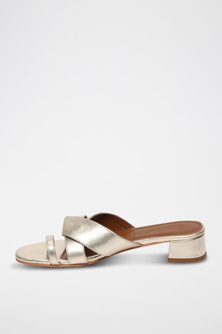 Sandalias de piel napa de tacón Nora - Dorado