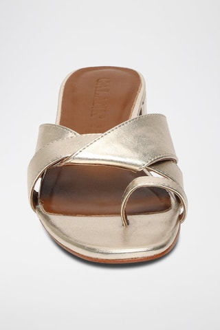 Sandalias de piel napa de tacón Nora - Dorado