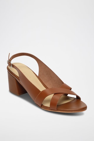 Sandalias de nobuk de tacón Netty - Marrón