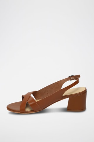 Sandalias de nobuk de tacón Netty - Marrón