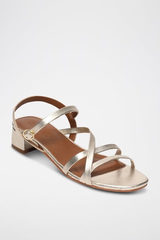Sandalias de piel napa de tacón Nahla - Dorado