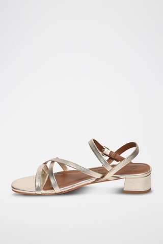 Sandalias de piel napa de tacón Nahla - Dorado