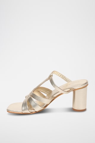 Sandalias de piel de cordero napa de tacón - Dorado