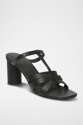 Sandalias de piel ovina napa de tacón - Negro