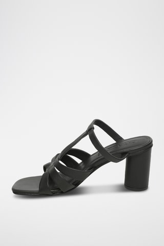 Sandalias de piel ovina napa de tacón - Negro