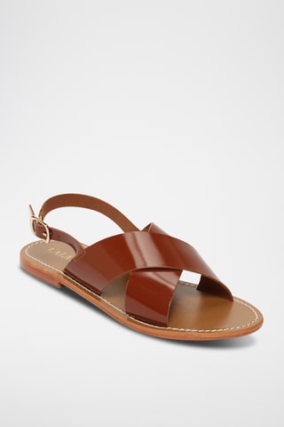 Sandalias de piel de charol - Camel