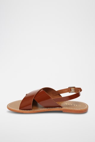Sandalias de piel de charol - Camel