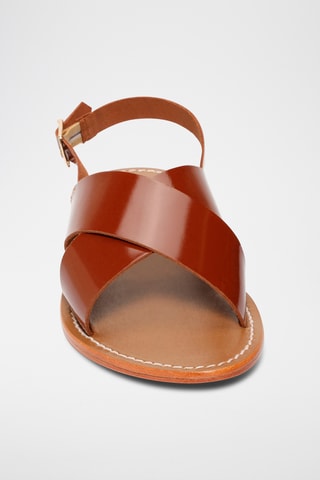 Sandalias de piel de charol - Camel