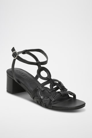 Sandalias de piel ovina napa de tacón - Negro