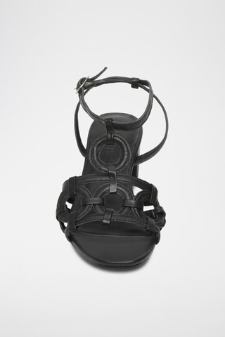 Sandalias de piel ovina napa de tacón - Negro