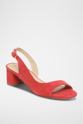 Sandalias de piel caprina nobuk de tacón - Rojo