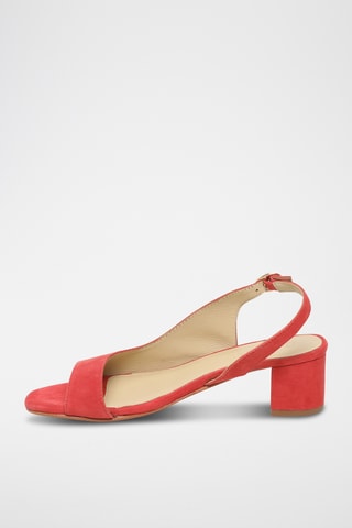 Sandalias de piel caprina nobuk de tacón - Rojo