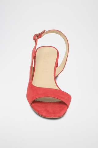 Sandalias de piel caprina nobuk de tacón - Rojo