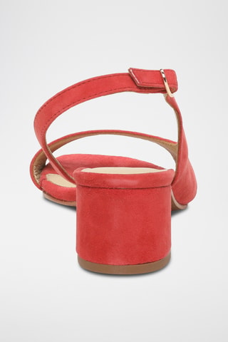 Sandalias de piel caprina nobuk de tacón - Rojo