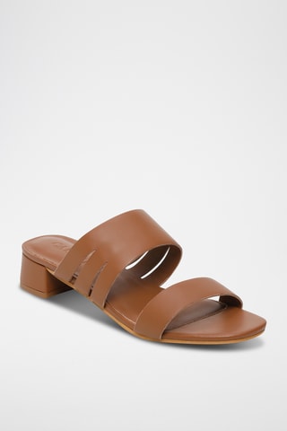 Sandalias de piel de cordero napa de tacón - Camel