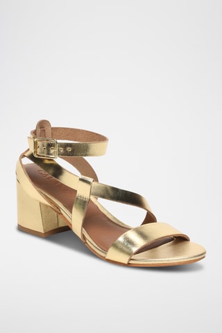 Sandalias de piel de tacón - Dorado