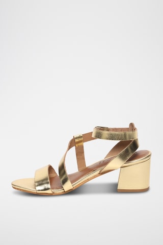 Sandalias de piel de tacón - Dorado