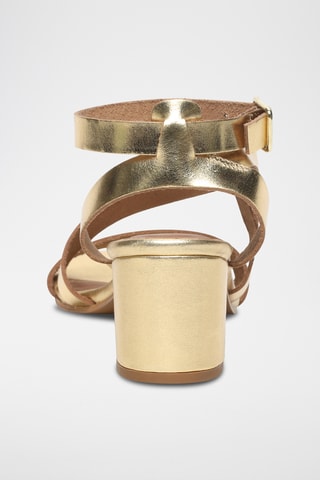 Sandalias de piel de tacón - Dorado