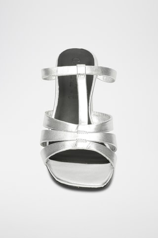 Sandalias de piel ovina napa de tacón - Plateado