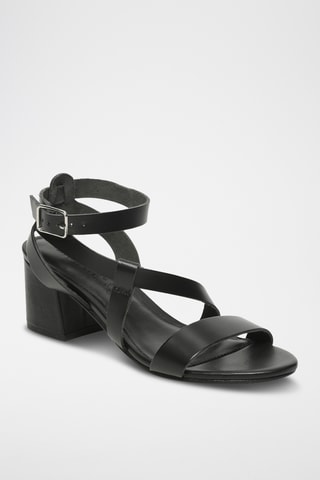 Sandalias de piel de tacón - Negro