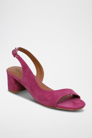 Sandalias de piel caprina nobuk de tacón - Violeta