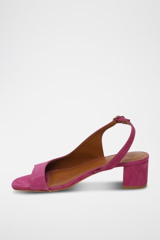 Sandalias de piel caprina nobuk de tacón - Violeta