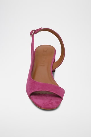 Sandalias de piel caprina nobuk de tacón - Violeta