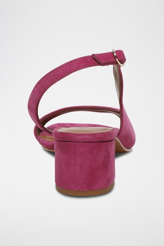 Sandalias de piel caprina nobuk de tacón - Violeta