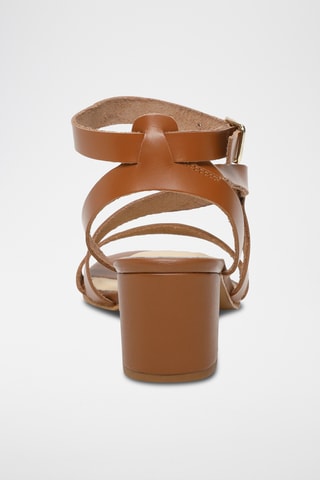 Sandalias de piel de tacón - Camel