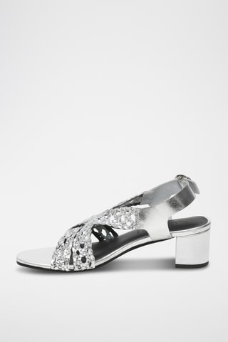 Sandalias de piel de tacón - Plateado