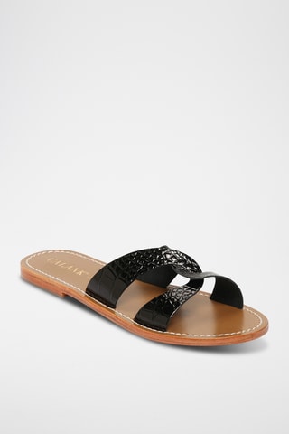 Sandalias de piel de charol - Negro